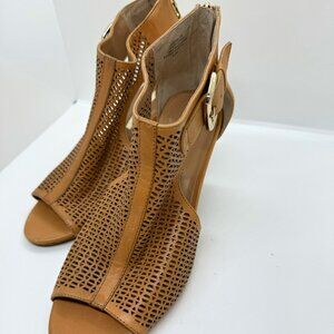 Audrey Brooke, Corrine - leather cut out design, open toe ankle booties-Size 8.5